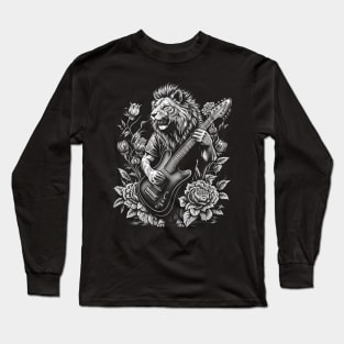 Lion Playing a Guitar Long Sleeve T-Shirt